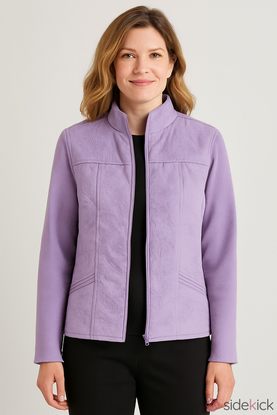 Tabi Simply Classic Embroidered Jacket Blazer Knit Sleeves Colour Lilac Medium